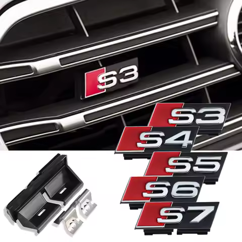 3D ABS For Audi Sline TT RS S3 S4 S5 S6 S7 A3 A4 A5 A6 Q3 S Quattro Car Front Grille Badge S3 S4 S5 