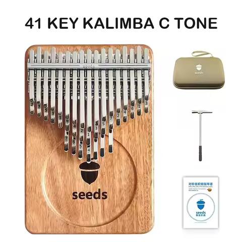Seeds Professional Kalimba 41 Keys Thumb Piano Full Veneer Solid Okoume Wood Kalimba Finger Piano Ch