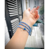 Kyanite stone necklace 5mm mixed charm and ng10k