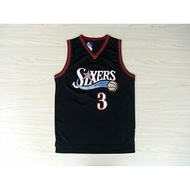 V6O5 New Fabric Basketball Uniform Philadelphia 76-Player Uniform Answer Iverson No. 3 Classic Retro