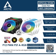 ARCTIC P12 PWM PST A-RGB 120mm Case Fan with digital A-RGB - 3 in 1 Value Pack - Black ACFAN00232A/W
