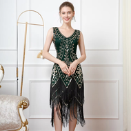 ชุดเดรสแฟนซี20S 1920S สำหรับสุภาพสตรีหรูหราหรูหราประดับด้วยเลื่อมชุดคอสเพลย์แฟนซีหญิง20S
