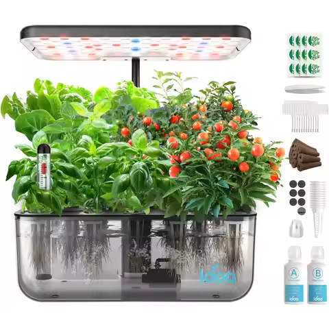 Indoor Herb Garden Kit with LED Grow Light 12 Pods Hydroponics System for Home School Eco-Friendly G