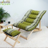 เก้าอี้พักผ่อน เก้าอี้เอนนอน เก้าอี้พับได้ ไม้ยางพารา มีที่วางเท้า Size:70x115x85 ซม.(ขนาดเล็ก) Baan