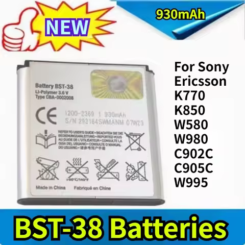 BST-38 for Sony Ericsson K770 K850 W580 W980 C902C C905C W995 Mobile Phone Batteries