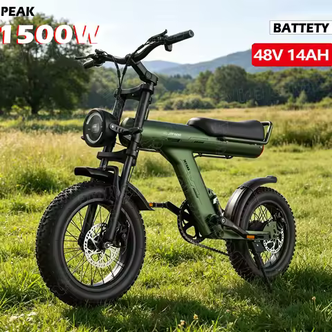 JANSNO X90 Adults Electric Bike PEAK 1500W 48V 14AH Hidden Battery 16" Fat Tire Double Suspension Of