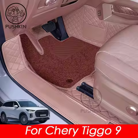 Car Floor Mats For Chery Tiggo 9 2025 2026 4WD PU leatherDirt-resistant Foot Carpet Floor Cover Auto
