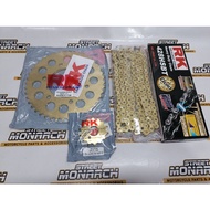 RK STEEL GOLD / NICKEL CHAIN SET WITH TAKASAGO ENGINE SPROCKET FOR SNIPER 150/SNIPER 155/R15 V2/TFX