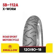 SWALLOW X-WORM SB-112A MOTORCYCLE OUTER TIRE RING 18 UK 120/80 TUBELESS