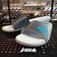 {潮鞋瘋}Adidas X17 SLIDE 白/潑墨灰/藍LOGO 運動拖鞋 情侶款(女段) BB0523