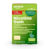 Amazon Basic Care Nicotine Polacrilex Coated Gum, 4 mg (Nicotine), Cool Mint Flavor, Stop Smoking Ai