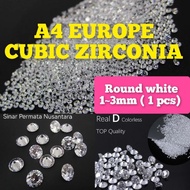 Cubic zirconia round white gemstone 1 - 3mm 1pcs/ great A4/ AAAA/