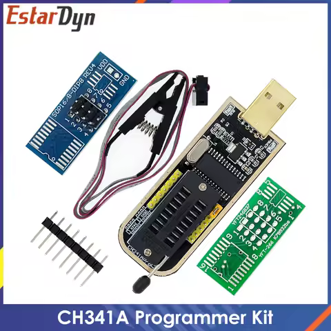CH341A/CH341B 24 25 Series EEPROM Flash BIOS USB Programmer Module SOIC8 SOP8 Test Clip For EEPROM 9
