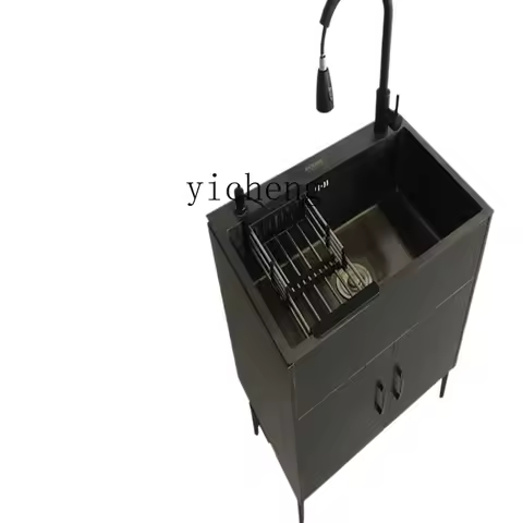 ZC Kitchen Stainless Steel Sink Cabinet Washing Basin Solid Wood All-in-One Cabinet Single Sink Sink