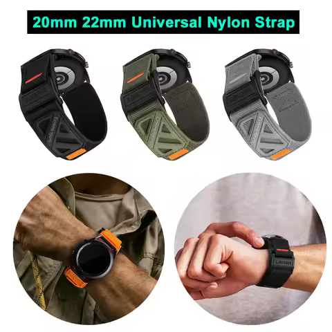 Magnetic Buckle Nylon Strap 20mm 22mm Universal Replacement Smart Watch Band for Samsung Galaxy Watc
