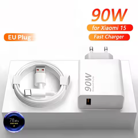 90W Charger Fast Turbo Charging Eu Wall Power Adapter 6A Type C Cable For Mi 15Ultra 14 13 12 Ultra 