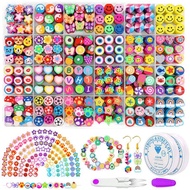 Clay Beads Set For Jewelry Making DIY Beaded Bracelet Necklace Accessories Kit Cute Fruit Smile Resi