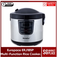 Europace ERJ185P Multi-Function Rice Cooker.10 Cooking Presets. 1 Year Warranty. Safety Marked Approved. Local SG Stock.