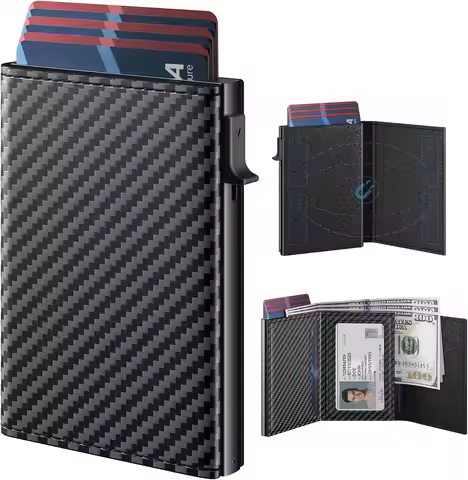 Wallet Card Holde Pop Up PU Case, Smart, RFID Blocking, Minimalist, Front Pocket 9-14 Card Capacity 
