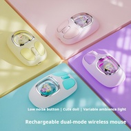 ✨wireless bluetooth mouse dual mode creative doll design silent low noise rgb ambient light type c c