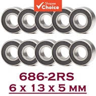686RS Bearing (10 pieces) 6*13*5 mm Hobby Electric RC 686 RS 2RS Ball Bearings 686-2RS Black Sealed 