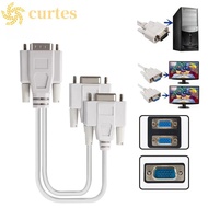 CURTES VGA Adapter, 15 PIN 25cm Length SVGA Adapter, Adapter Cable Male To 2 Female Dual Port Splitt