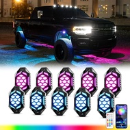 RGB LED Rock Lights Remote APP Control Chassis Light Underglow Light for Offroad RZR SUV ATV UTV Jee