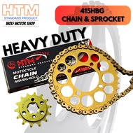BELANG150 415HBG-132L HTM 415 CHAIN 415 SPROCKET SET GOLD CHAIN BELANG 150 SUZUKI