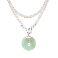 寶麗金珠寶-天然A貨緬甸玉平安扣墜配雙頭龍銀鍊