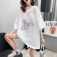 Women Dress Korean Cotton Lace Stitching Hollow Short-sleeved T-shirt Women's Korean Style Sequins Age-reducing Top Pregnancy T-shirt Maternity#2168