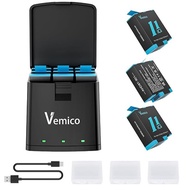 Vemico GoPro Hero 11 Battery Quick Charger Set 3*1800mAh High Capacity Batteries Set of 3 for Hero 9/10/11/12 Black