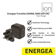 Energea Travelite GAN66, 2C1A PD/PPS/QC3.0 WALL CHARGER,66W (US+UK)