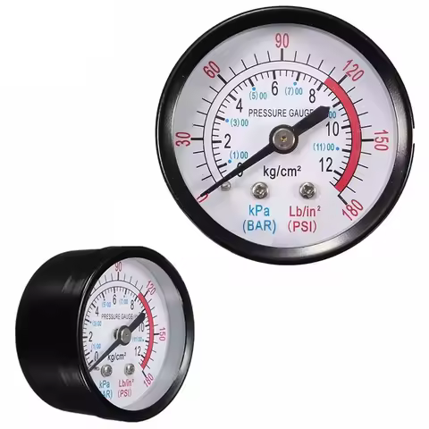 50mm 1/4" Thread 0-180PSI 0-12Bar Air Pressure Gauge For Air Compressor Easy To Read Dial Measuring 