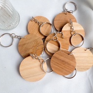Teak Keychain Souvenir Gift Circle Wooden