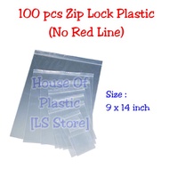 [MEOW] 100 pcs [9 x 14 inch] Plastik Zip lock Beg/Zip Bag/Zipper Ziplock Plastic Bag PE