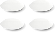 Mino Ware 81-014-101 Miyama Plate, 4 pcs, 6.7 x 6.3 inches (17 x 16 cm), Feuille Fille, White Porcel