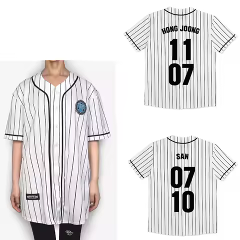 KPOP Ateez World Tour TOWARDS THE LIGHT Baseball T Shirt Hongjoong San Yunho Yeosang Mingi Wooyoung 