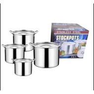 HYS [4 in 1] 24CM 26CM 28CM 30CM Stainless Steel Metal / Glass Pot Casserole Stockpot Steamer