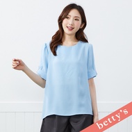 Betty's Betty's (41) Pearl Cufflinks Plain Round Neck Top (Blue)