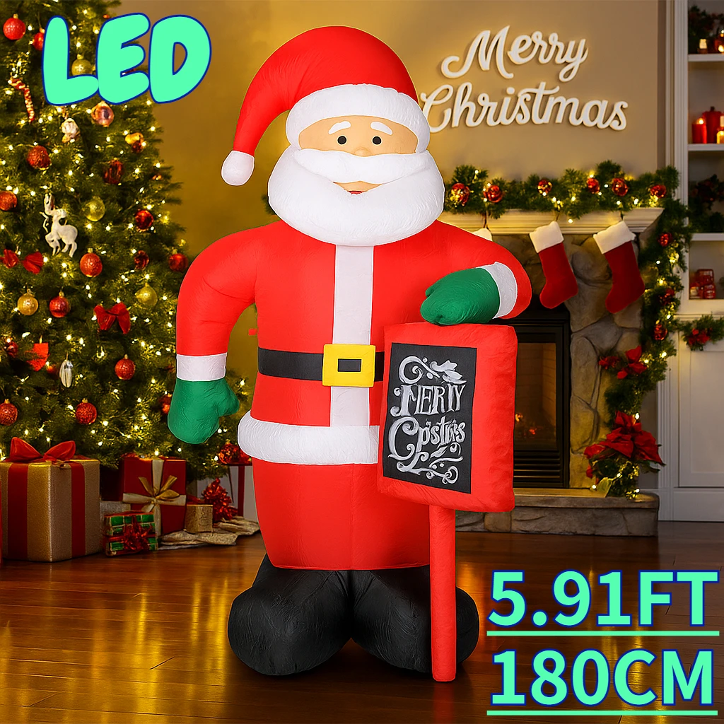 cod 5.91FTLED Inflatable Christmas Toys Santa Claus on Monster Truck Xmas Yard Decorations Christmas