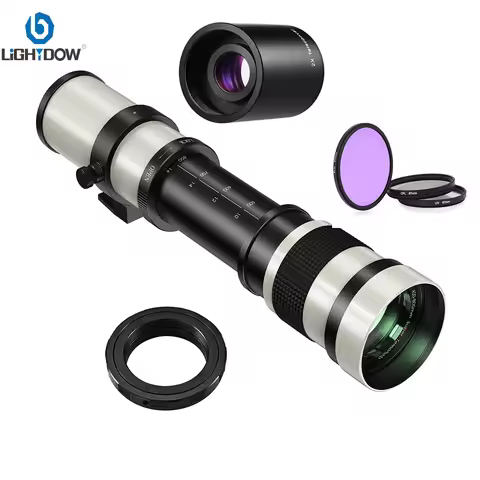 Lightdow 420-800mm F8.3-16 Manual Zoom Telephoto Lens With UV CPL FLD Lens Filters 2X Converter for 
