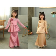 RAYA 2021 Baju Peplum kurung Lace budak perempuan dusty pink gold | Malay traditional wear clothes for baby girl kids