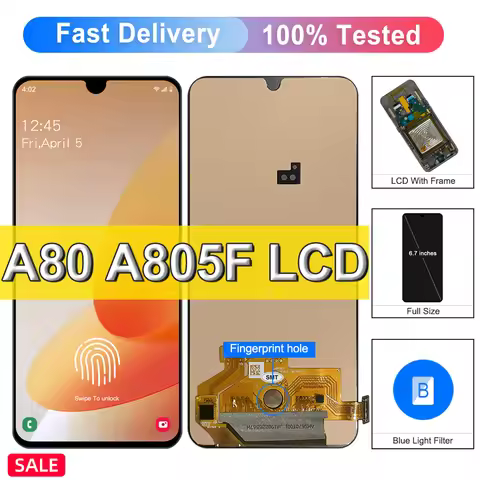 6.7" AMOLED For Samsung Galaxy A80 LCD Display Touch Screen A80 A805F A8050 A805X A805N LCD Display 