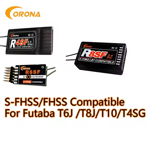 Corona R4SF R6SF R8SF S-FHSS/FHSS 4ch 6ch 8ch Receiver With Antenna Compatible FUTABA S-FHSS T6J T8J
