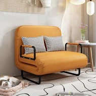 找得 - 簡約小戶型折疊鐵藝科技布易清潔梳化床雙人沙發床3138（95CM 橙色）