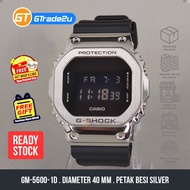 Original G Shock Men GM-5600-1D GM-5600-1 GM5600-1D Digital Petak Besi Silver Bezel Watch Silver Black [READY STOCK]