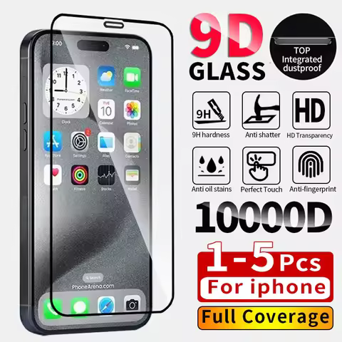 1-5Pcs 9D Tempered Glass For iPhone 16 Pro Max 11 15 14 13 12 Mini Xr X Xs Max 7 8 Plus Se 6s 13 15