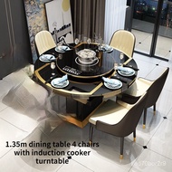 ✡Indoor Modern Folding With Induction Cooker Dinner Round Table Chairs For Dining Room With Turntabl