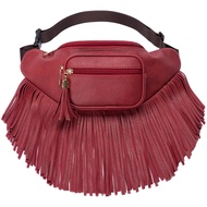 Solene Fringe Waist bag for women with Multi Zipper Pockets