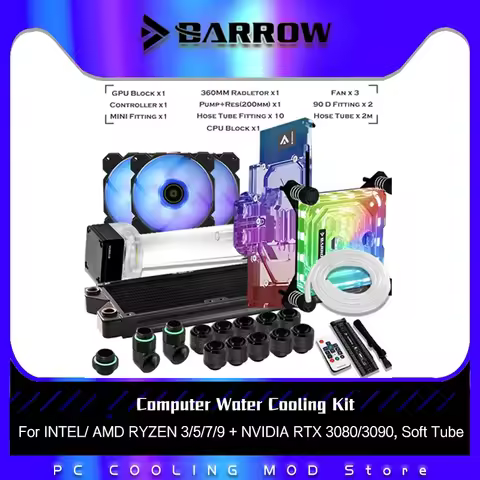 Barrow PC MOD Water Cooling Split Kit RGB, CPU + GPU Hose Set For INTEL/ AMD RYZEN 3/5/7/9 + NVIDIA 
